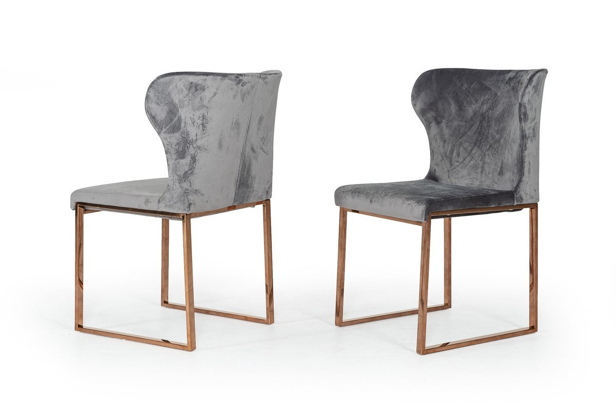 Chadwick Modern Grey Velvet & Rose Gold Dining Chair - 1 chair