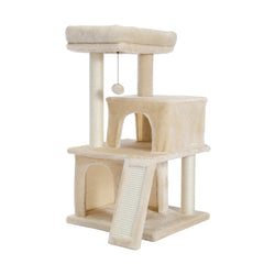 Cat Tree Luxury 34 Inches with Double Condos - Beige