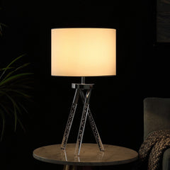 26.25" In Mid Century Led Acrylic Tapered Legs Silver Metal Table Lamp