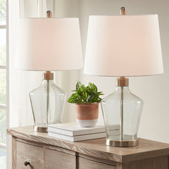 Harmony Angular Glass Table Lamp (Set of 2) - Grey