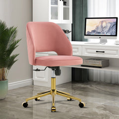 Modern Velvet Office Chairs, Adjustable 360 °Swivel Chair With Wheels - Pink