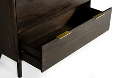 Mid-Century Dark Acacia Chest - Brown