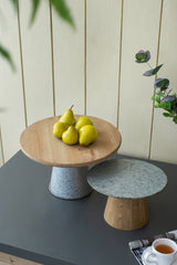S/2 Galvanized Metal and Wood Cake Plates