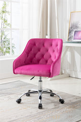 Velvet Swivel Shell Chair & Silver feet base - Pink Red Fuscia