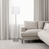 Brushed Nickel Drum Shade Floor Lamp - White