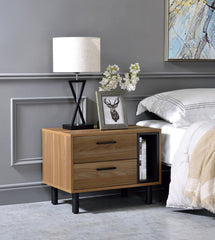 Modern Accent Table - Brown Oak & Black Finish