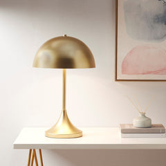 Dome-Shaped 2-Light Metal Table Lamp - Gold