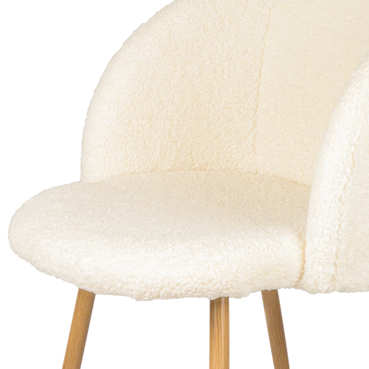 Teddy Faux Fur Dining Armrest Chair (Set of 2) - Off White