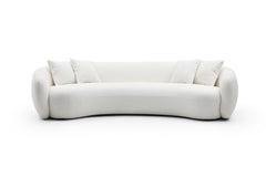 102'' 5-Seater Boucle Sofa Modern Sectional Half Moon Leisure Couch Curved Sofa Teddy Fleece - Velvet Beige