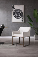 Modern Off White & Copper Antique Brass Dining Chair