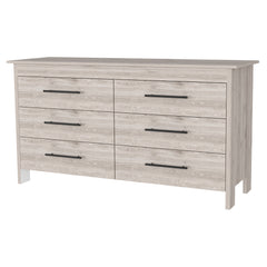 6-Drawer Rectangle Dresser Light Gray
