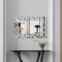 Large Wall-Mounted Silver Decorative Rectangular Wall Mirror