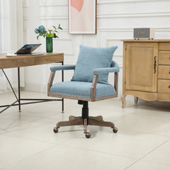 Office Chair Adjustable Swivel Chair Fabric Seat Home Study Chair - Light Blue