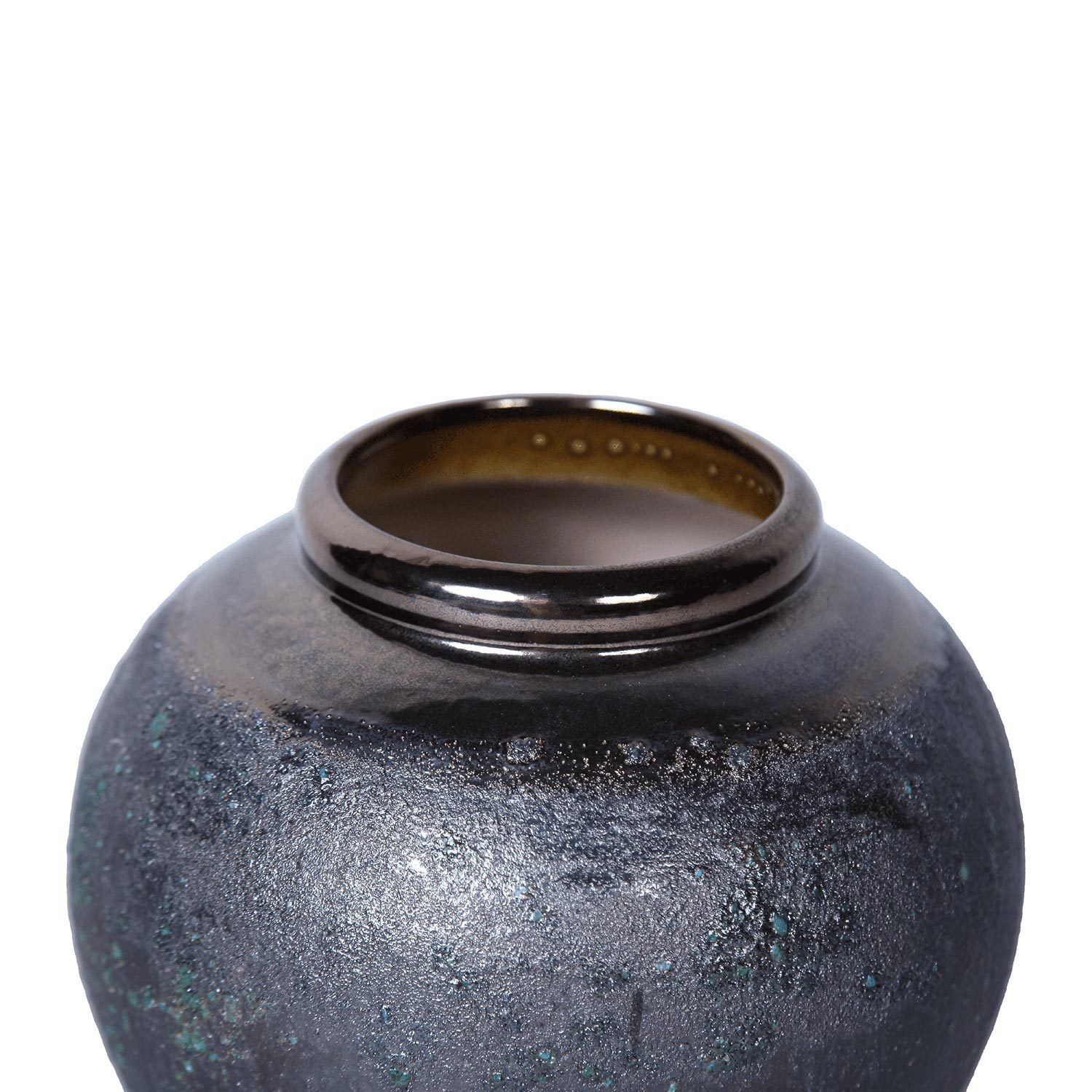 Artisanal Vintage Smoke Ceramic Vase 8.7"D x 8.7"H