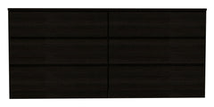 6-Drawer Rectangle Dresser - Black Wengue