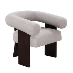The Curved Wishbone Frame Accent Chair Teddy Velvet for Living Room - Light Gray