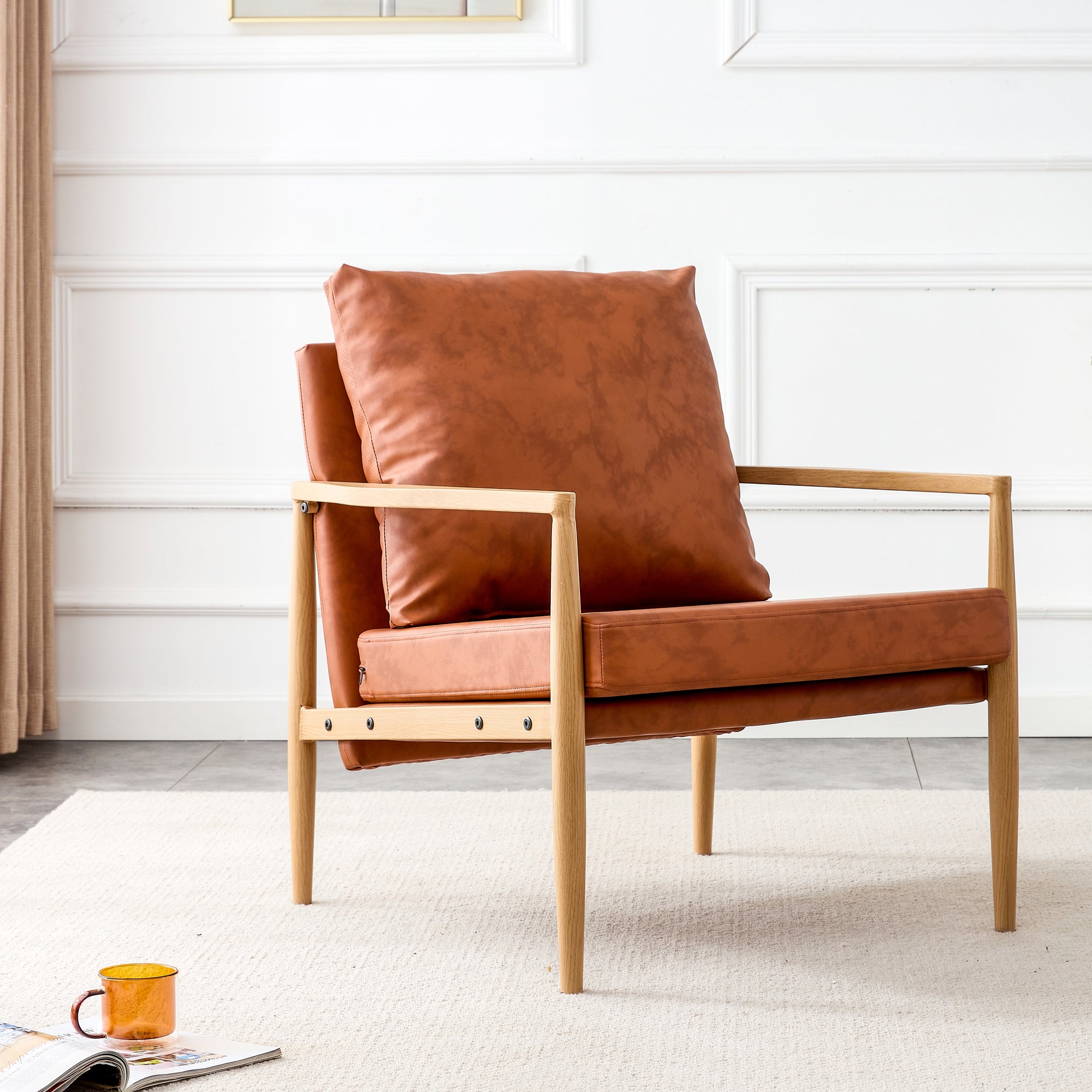 Mid Century Modern Accent Arm Chair - Brown