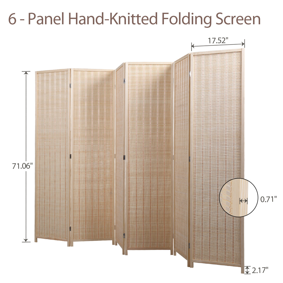 6 Panel Bamboo Room Divider