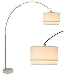 81"H Double Shade Marble Base Floor Lamp - Brushed Nickel