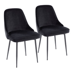 Contemporary Dining Chair with Black Frame and Black Velvet Fabric (Set of 2)