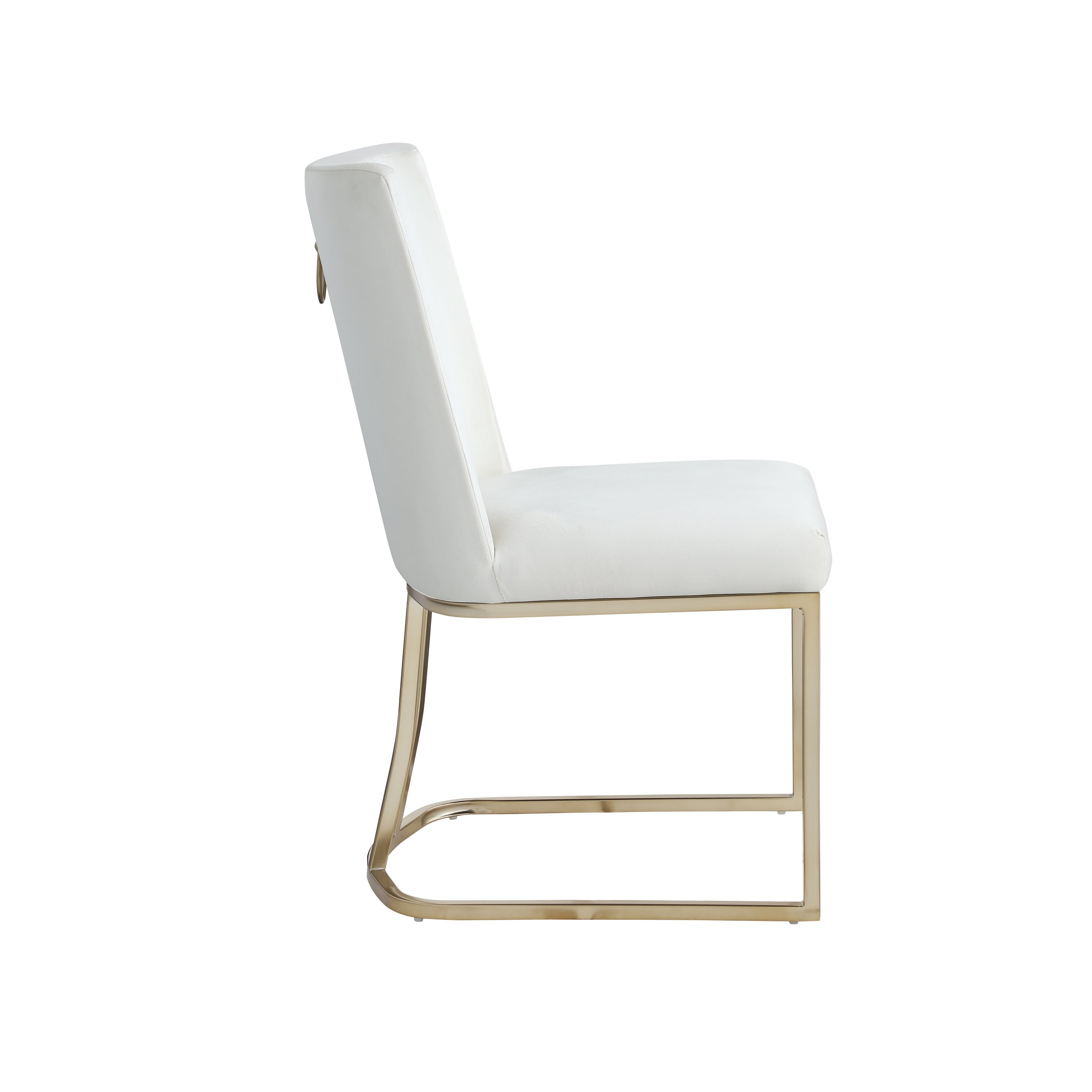 Dining Velvet Side Chairs Gold Metal Legs (Set of 2) - White