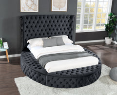 King Size Tufted Upholstery Storage Bed made with Wood - Black