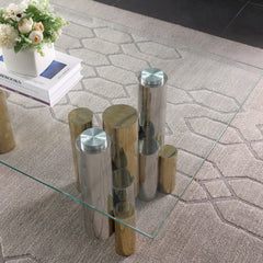 Polished Golden Rectangular Accent Glass Coffee 48"