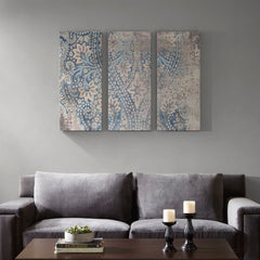 Weathered Damask Walls Printed Linen 3 Piece Set