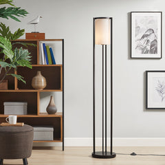 Metal Floor Lamp with Glass Cylinder Shade - Black