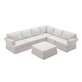 109.4" Fabric Upholstered Modular Sofa Collection, Sectional Couch with removable Ottoman - Light Beige