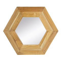 Hexagon Mirror with Natural Wood Frame 18.5"x18.5"