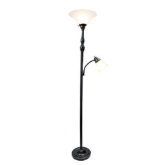 71" Floor Lamp with White Marble Glass Shade - Bronze