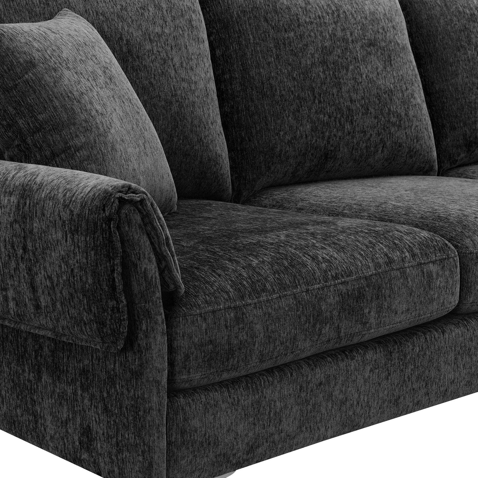 84 " Convertible Sectional Sofa, Modern Chenille L-Shaped Sofa Couch with Reversible Chaise Lounge, Fit for Living Room, Apartment (2 Pillows) - Black