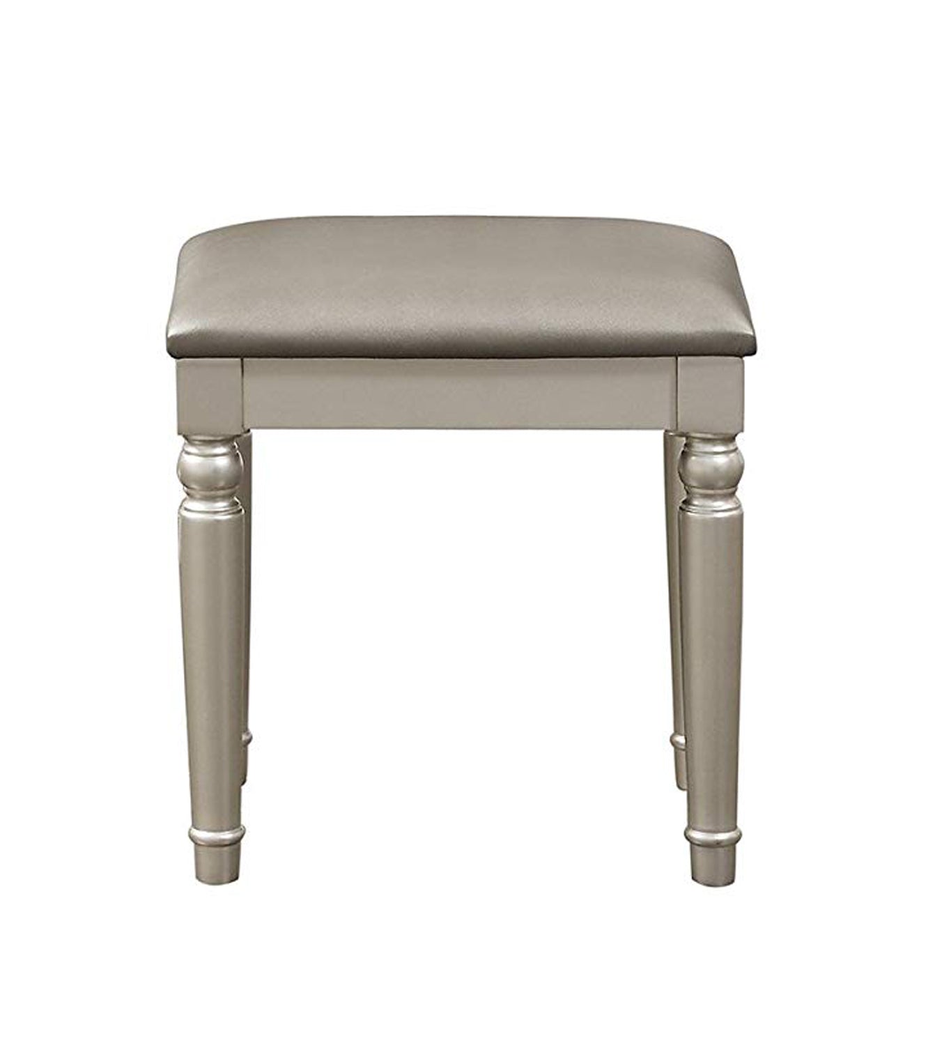 Vanity Set Featuring Stool And Mirror Silver