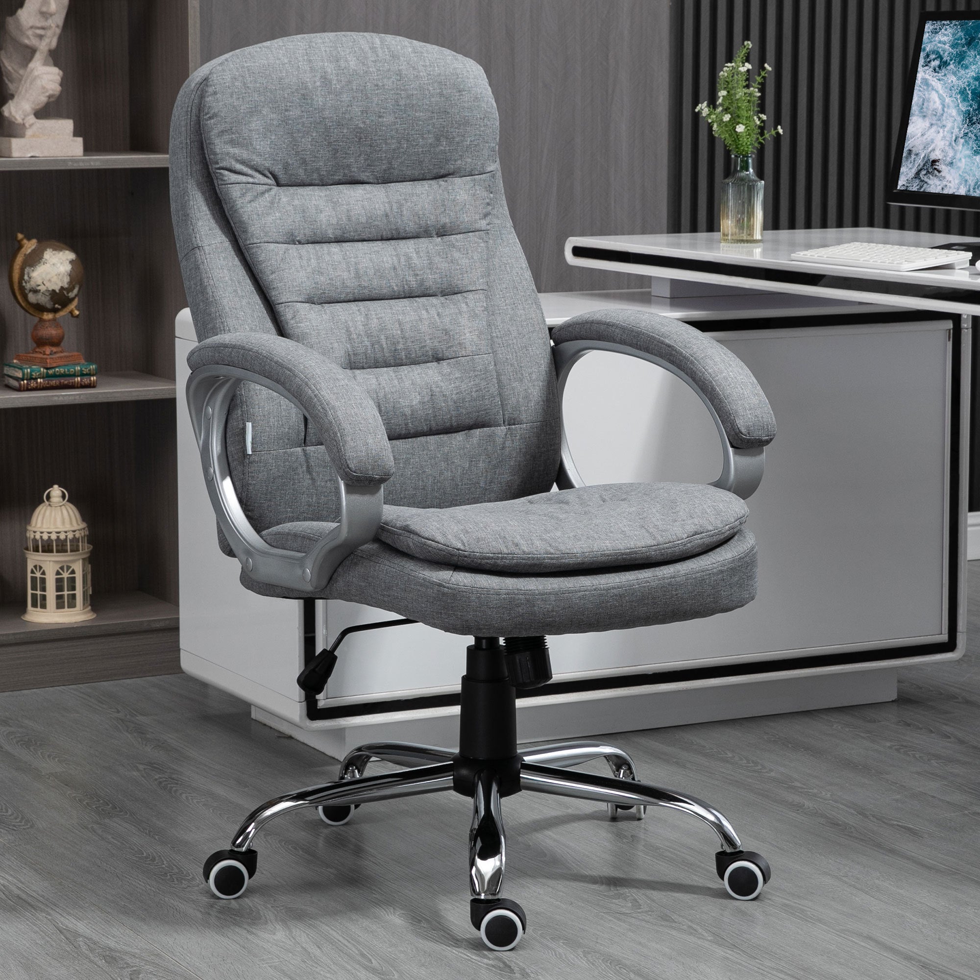 High Back Home Office Chair with Adjustable Height - Grey