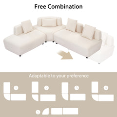 Contemporary 3-piece Sectional Sofa Free Convertible sofa with Four Removable Pillows - Beige