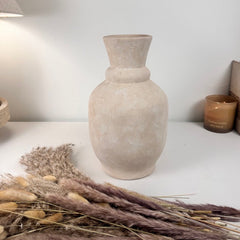 Roman Style Vase Hand-Painted 12" tall - Cream Sand washed