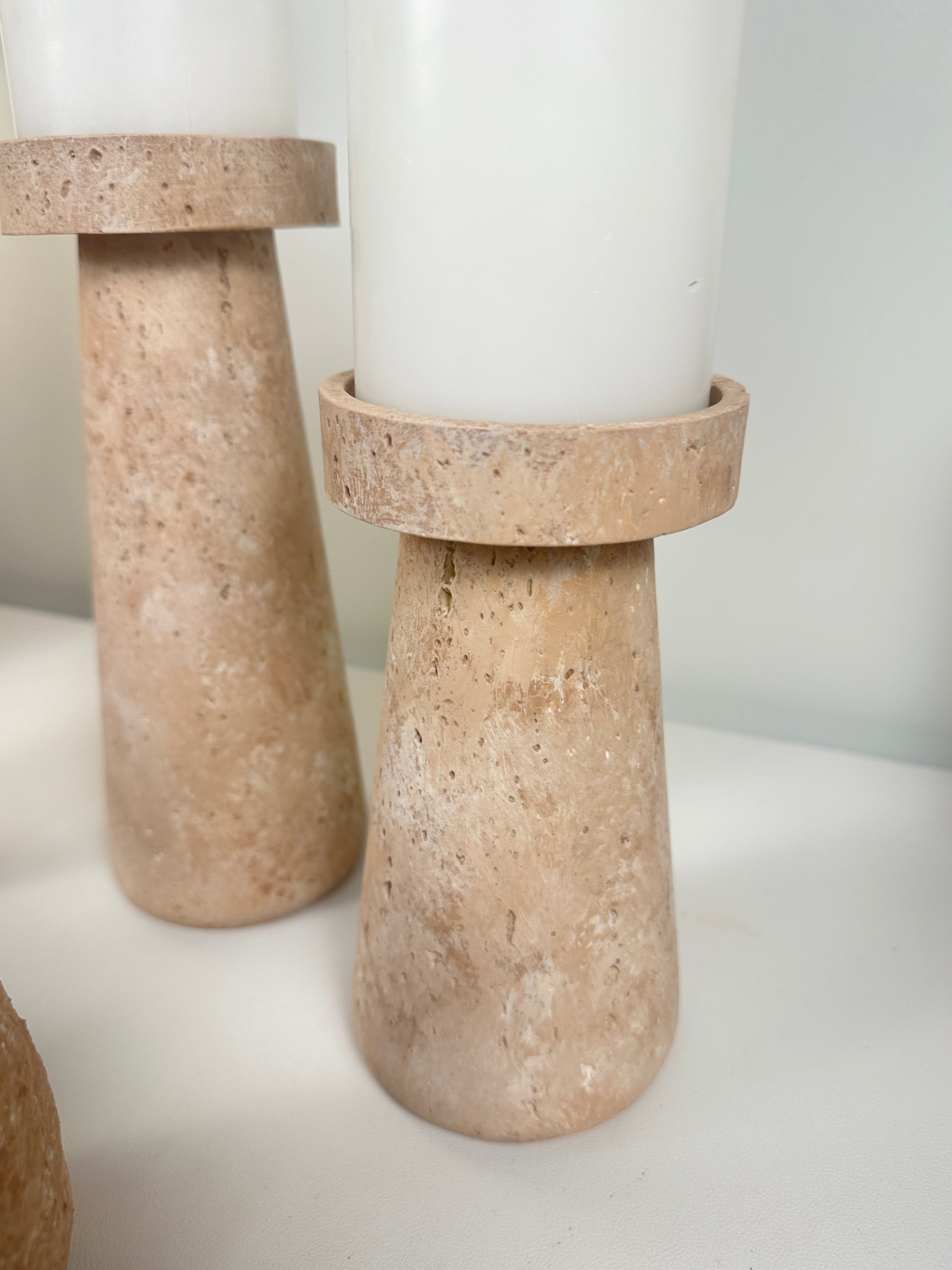 Set of 2 Rustic Handmade Terracotta Shade Candle Holder 9’’ and 7’’ tall