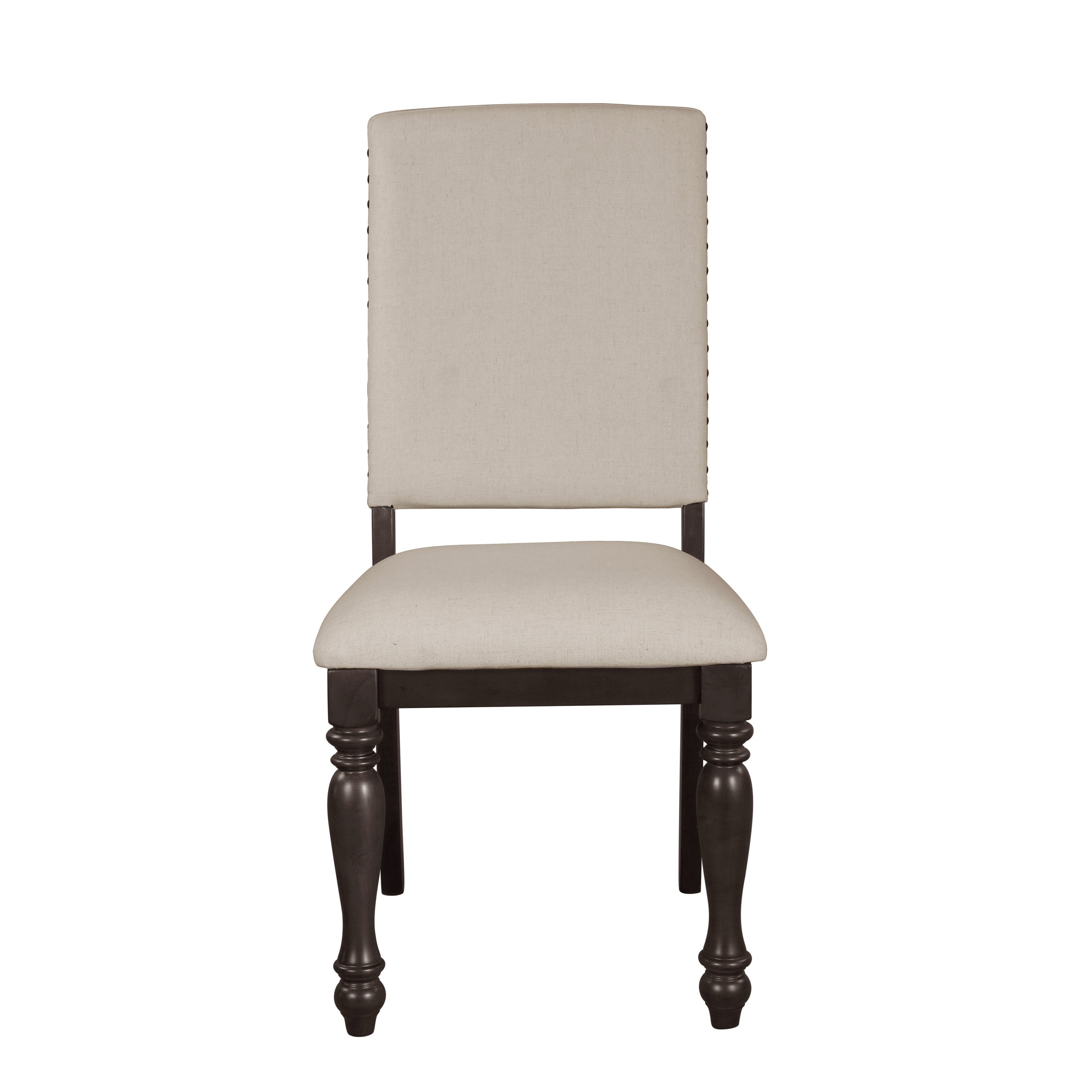 Traditional Brown Finish 7pc Dining Set Table with Leaf and 6x Side Chairs Beige