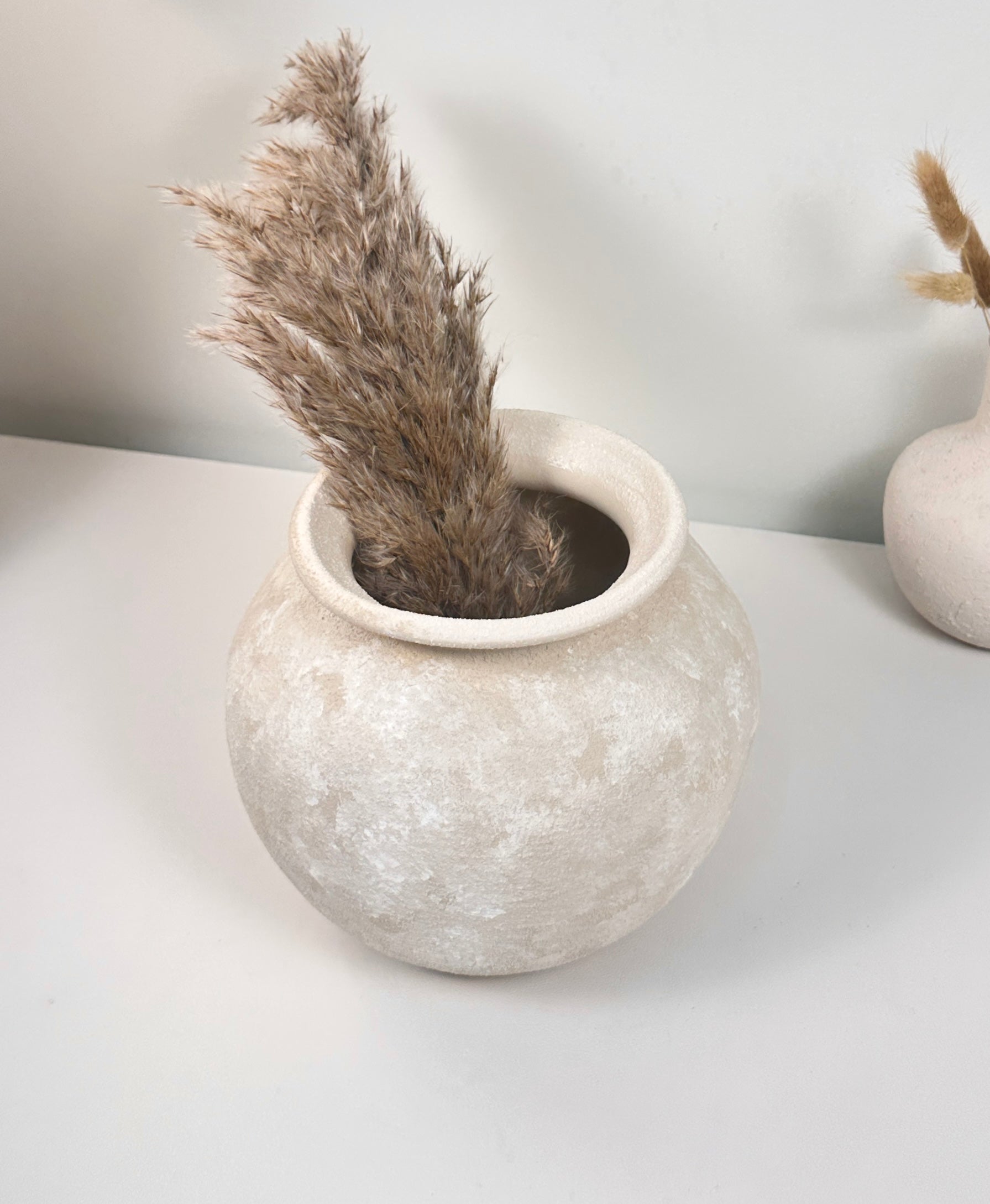 Minimalist Cream washed Vase 6.5" tall (8x8x6.5" dia 3.7")