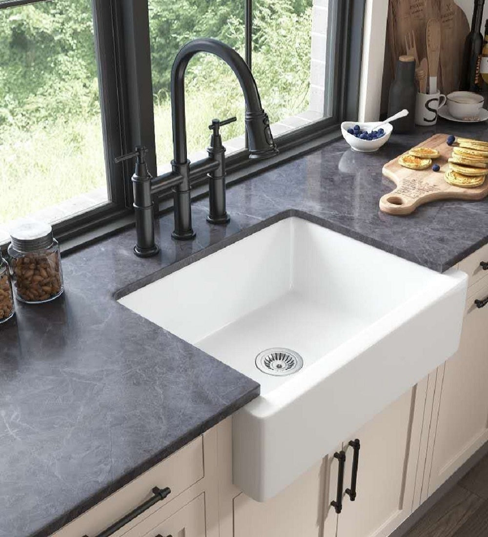 Bridge Kitchen Faucet with Pull-Down Sprayhead in Spot - Matte Black