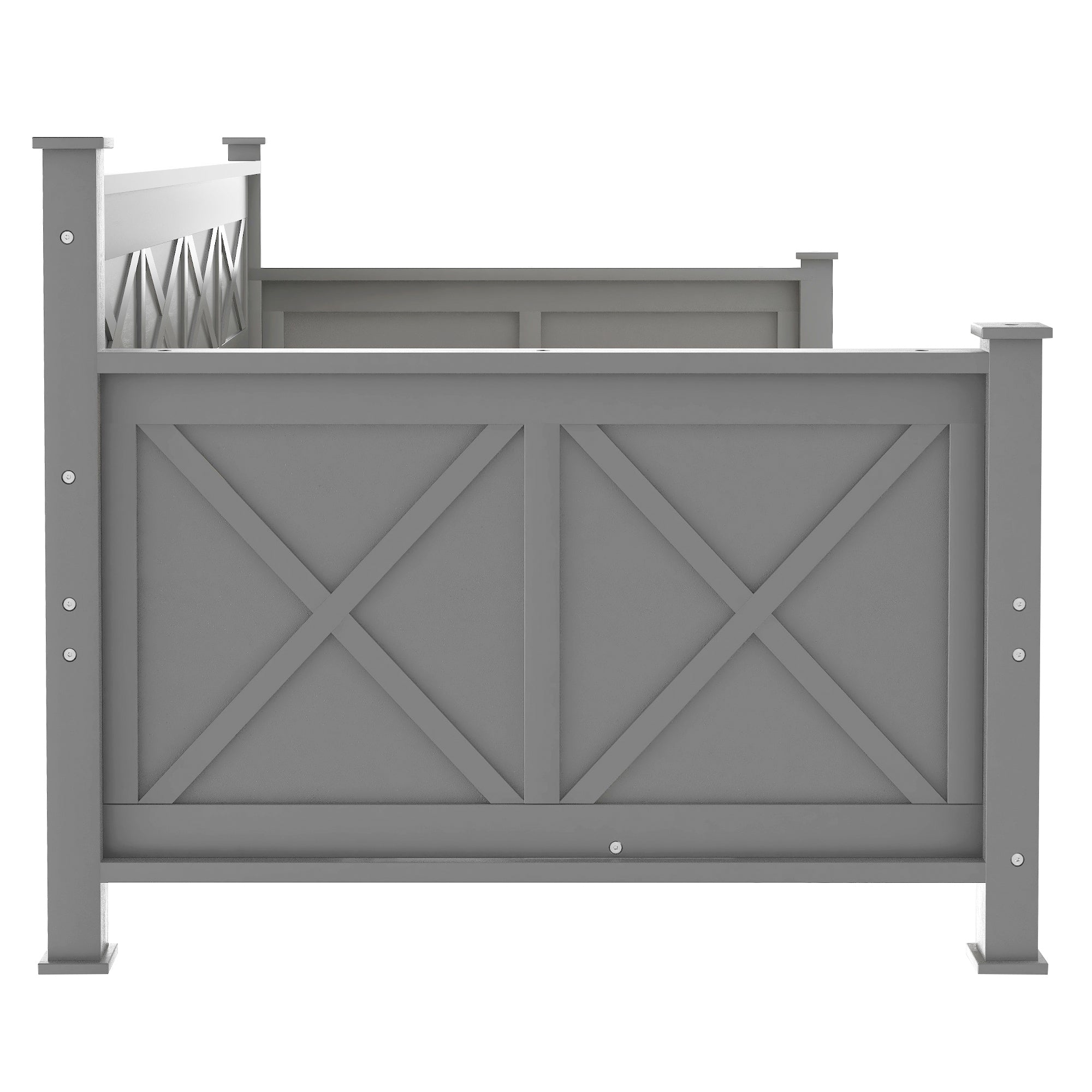 Twin Size Daybed with 2 Large Drawers, X-shaped Frame, Modern and Rustic Casual Style - Grey