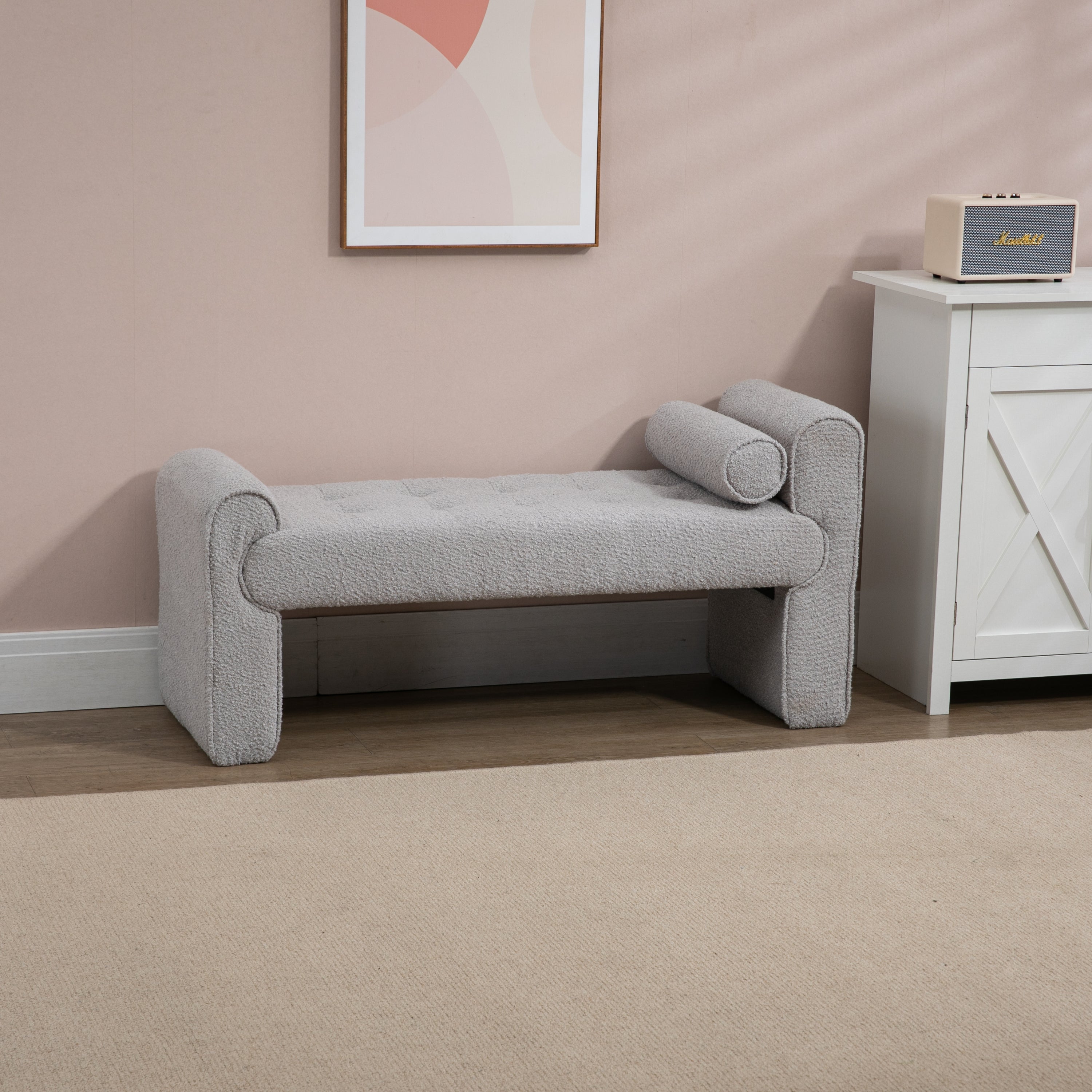 Modern Ottoman Bench - Light Gray