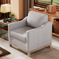 Contemporary Accent Chair with Rubber Wood Base Accent Chair - Grey