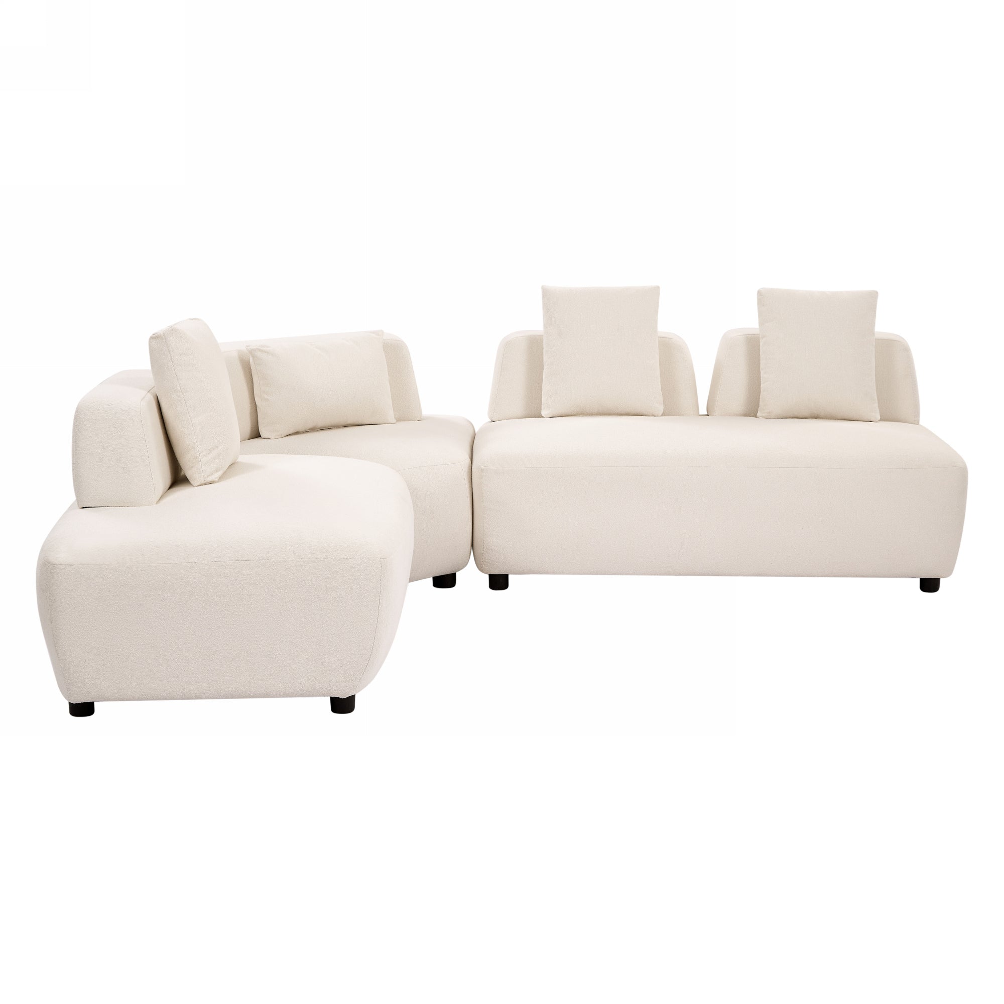 Contemporary 3-piece Sectional Sofa Free Convertible sofa with Four Removable Pillows - Beige