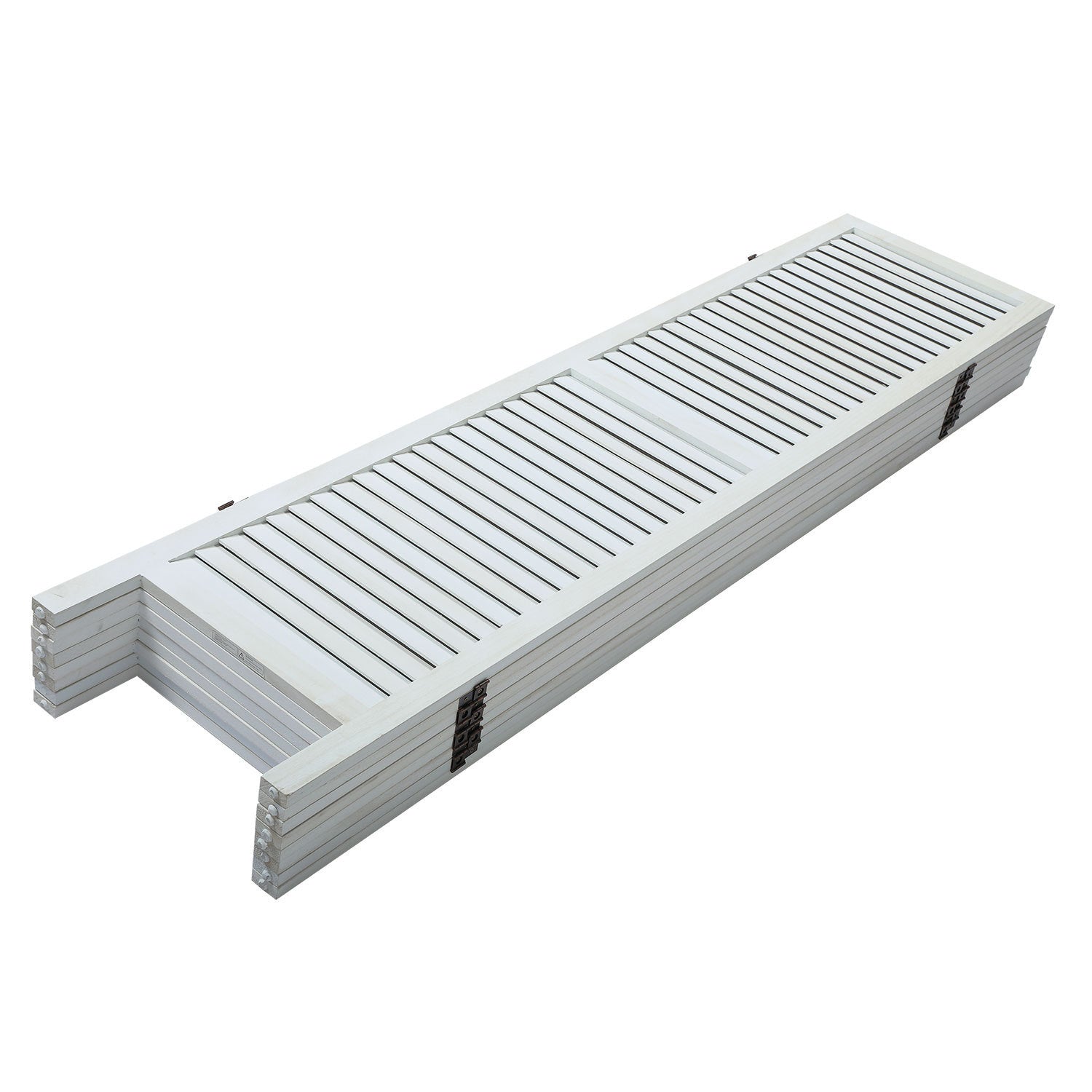 8 Panel Screen Folding Louvered Room Divider - White