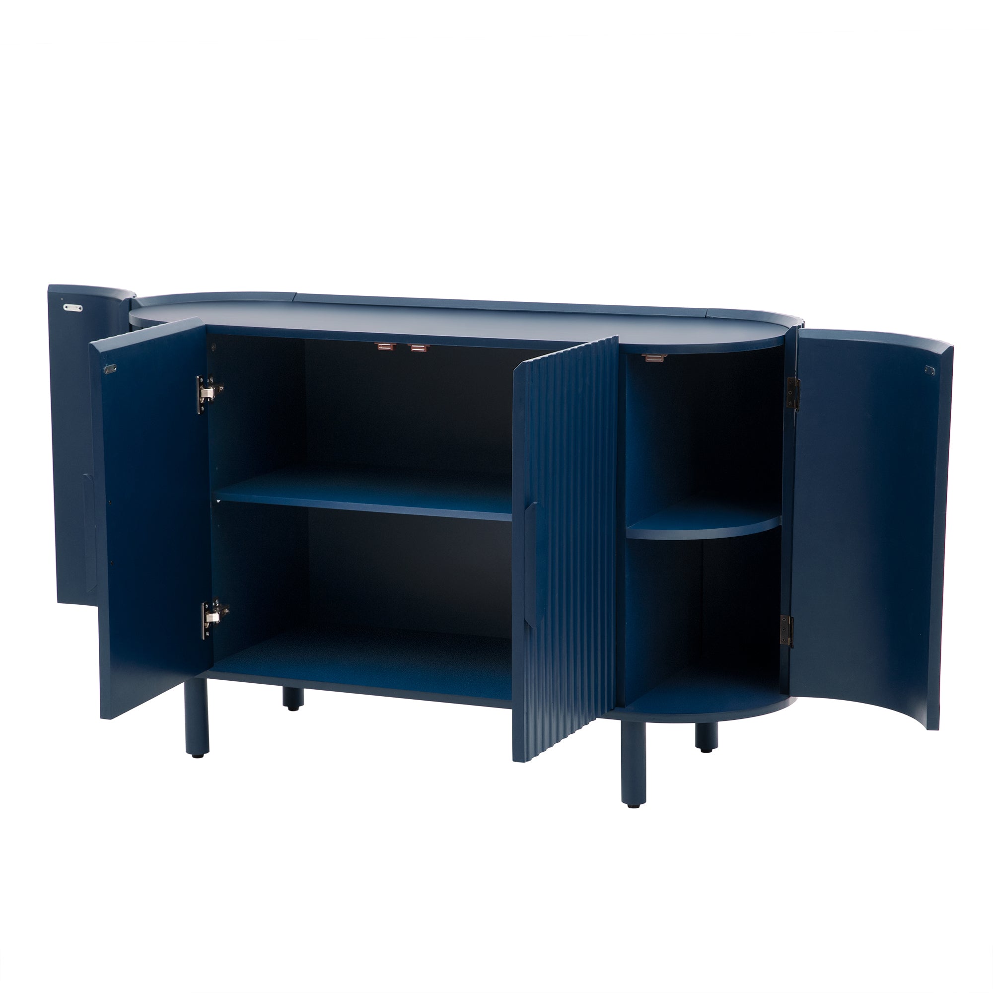 Curved Design Light Luxury Sideboard with Adjustable Shelves - Blue