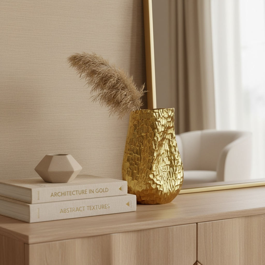 Modern Contemporary Gold Vase Shape 10"