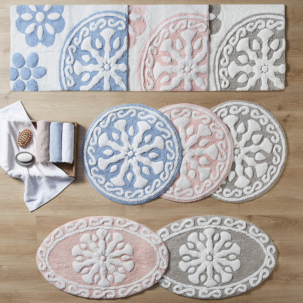 Medallion Cotton Tufted Bath Rug - Taupe Cotton