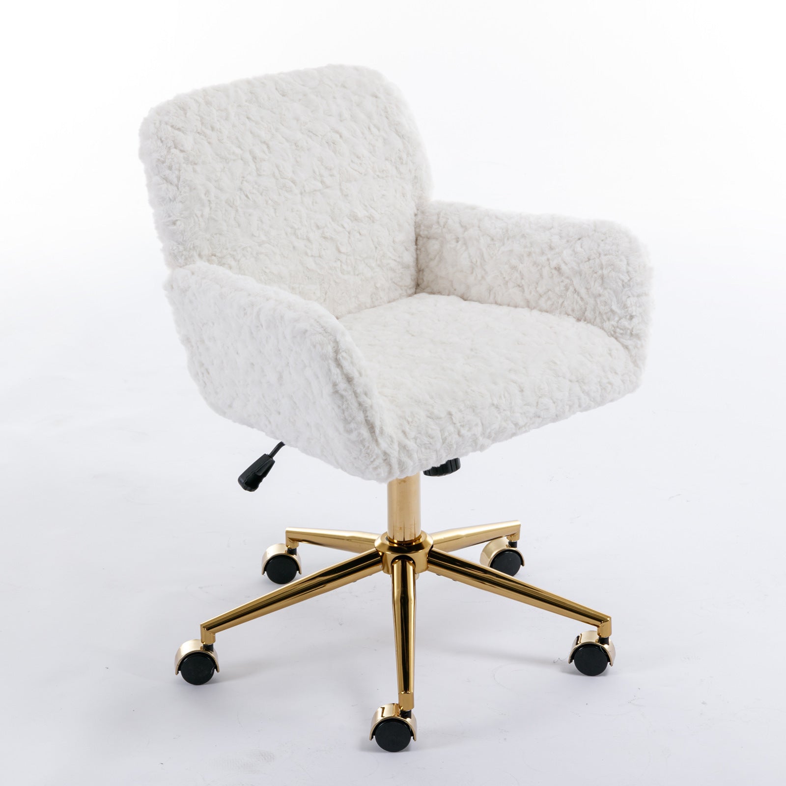 Cozy Plush Home Office Chair with Golden Metal Base  Adjustable Desk Chair Swivel Office Chair,Vanity Chair - Cream